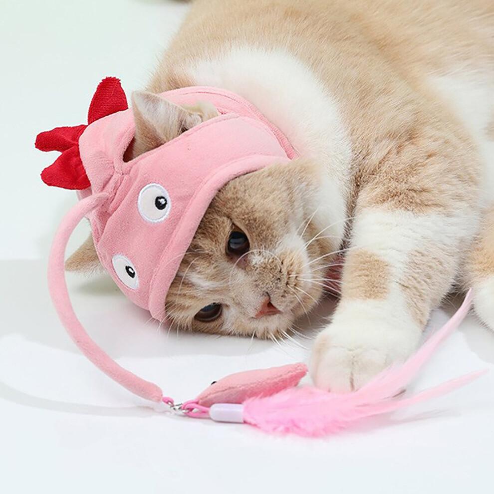 New Head Mounted Cat Toy Teaser Cat Stick Cute Pet Headgear Feather Funny Cat Stick Cat Teasing Stick Interactive Cat Teaser Toy