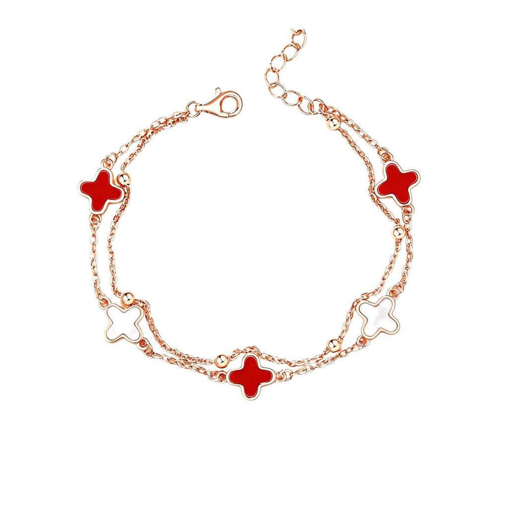 Silver Four-Leaf Clover Bracelet, Chain Bracelet
