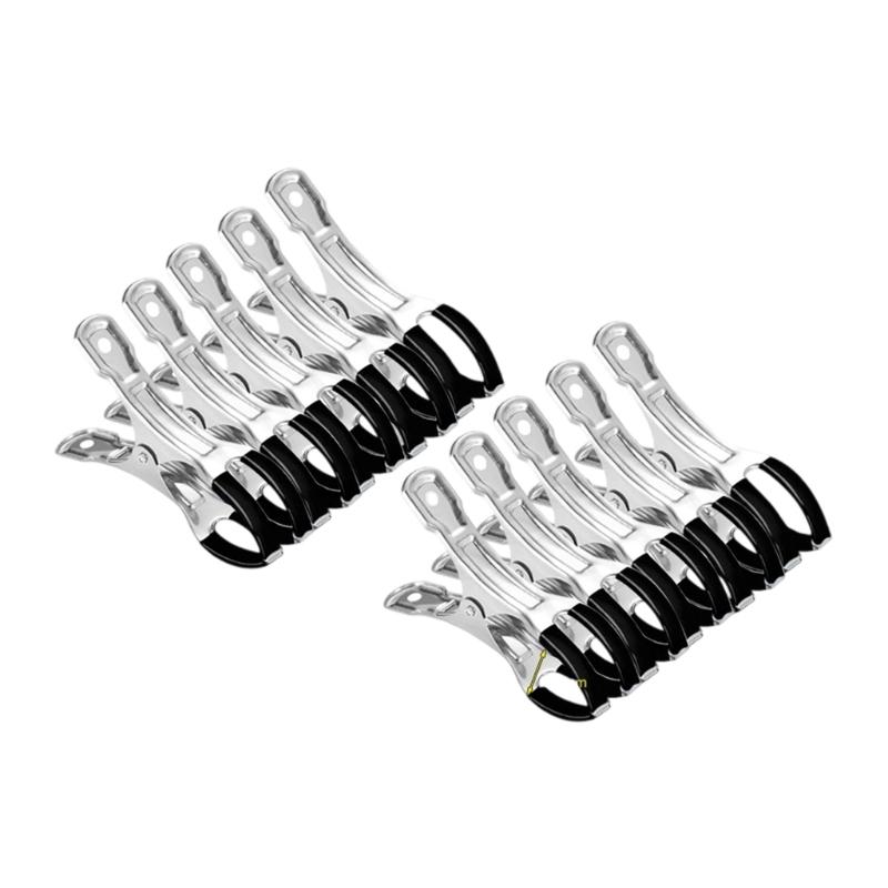 

10 шт. Вешалка из нержавеющей стали Пружинные зажимы Ветрозащитный зажим для чехла для бассейна с пластиковыми ручками Быстрая установка чёрный