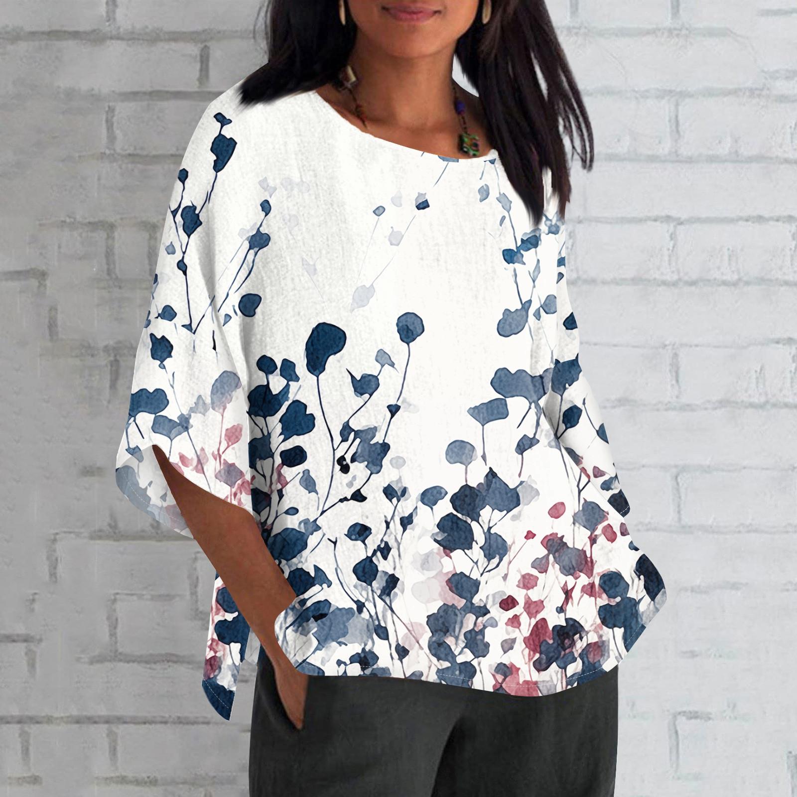 Женская мода с рукавом семь четвертей и круглым вырезом с принтом — фото 7