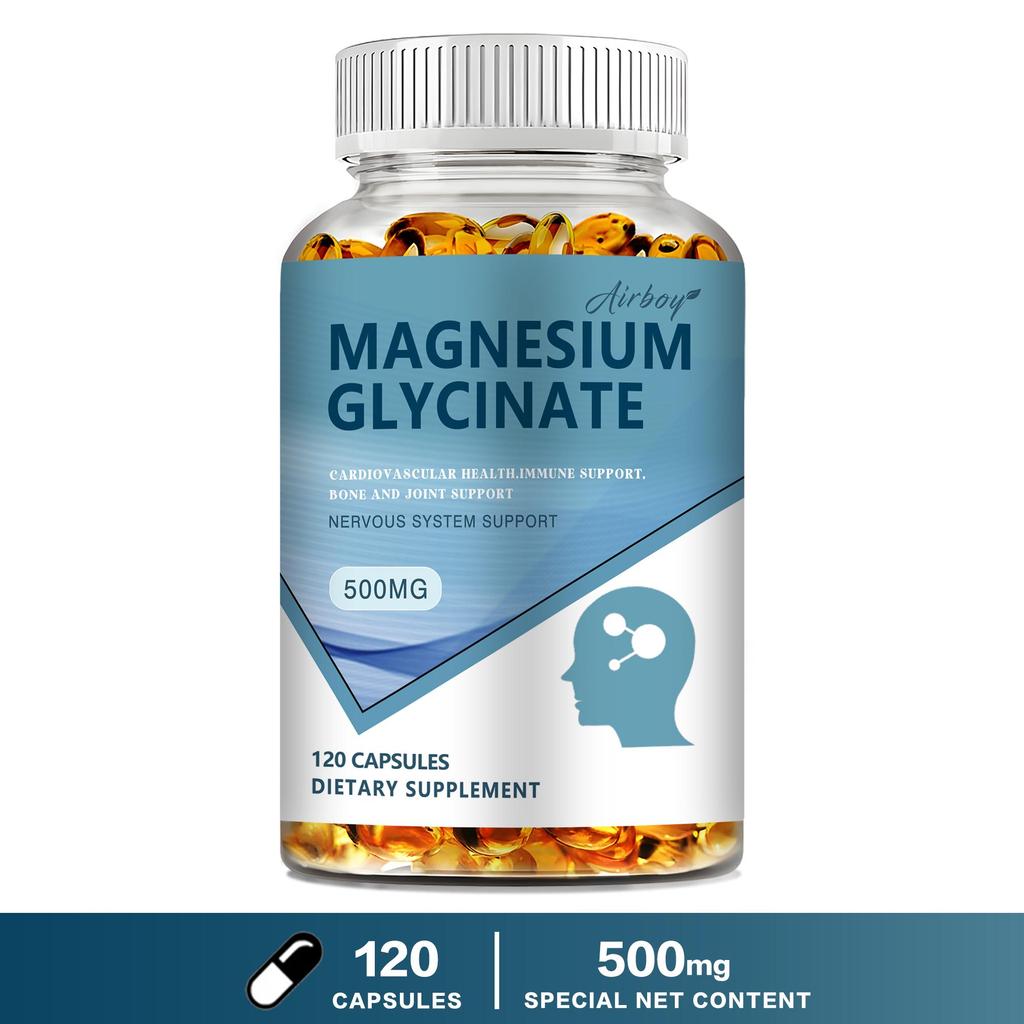 Airboy - 500mg Magnesium Glycine Capsules - For Immune System, Bone and Joint Health, and Nervous System Health