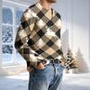 Herren Casual Rundhals Langarm T-Shirt mit Rippstruktur Weihnachtsdruck