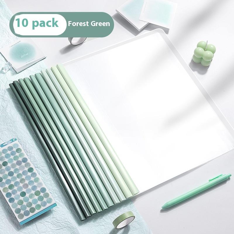 

10PCS/Set Gradient Morandi Color A4 File Folder Waterproof Draw Rod File Document Clip Transparent Test Paper Storage Clip