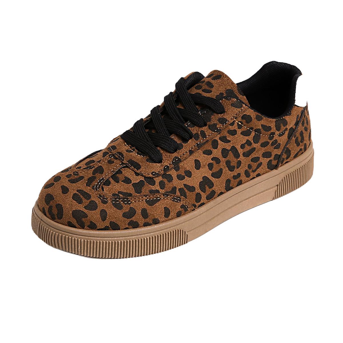 

Коричневые Леопардовые Шнурованные Женские Вулканизированные Туфли Весна Осень Круглый Носок Модные Повседневные Кроссовки Удобные На Плоской Подошве Zapatillas De Mujer 36 коричневый