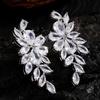ZAKOL Fashionable Exquisite Leaf Style Copper Zircon Dangle Earring For Women Novel Charm Daily Party Jewelry Gifts