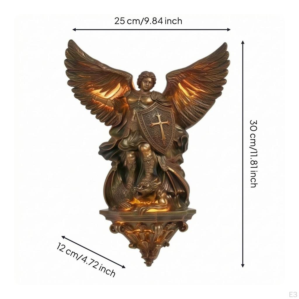 Archangel Wall Light Bronze Finish Celestial Lamp Decorative for Collectors,