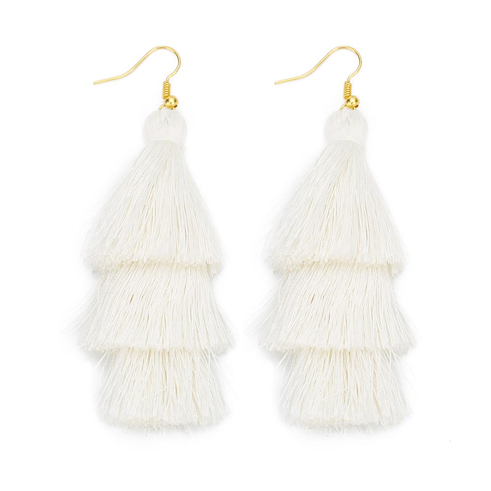 2020 3 Layered Bohemian Fringed Luxury Statement Tassel Earrings 2020 Boho Fashion Jewelry Women Long Drop Dangle Earrings