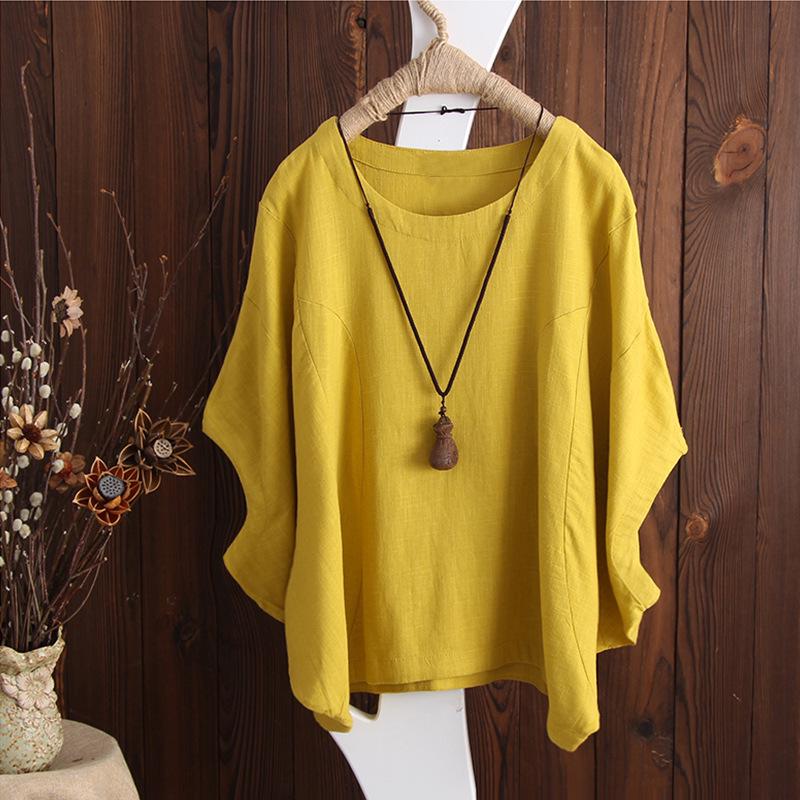 T-shirt Casual da Donna in Cotone e Righe con Maniche a Strati e Spalle Taglia L Nuova