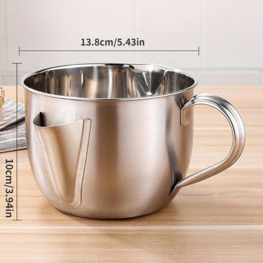 1000ML Stainless Steel Oil Filter Soup Pot Kitchen Grease Oiler Filter Strainer Bowl Large Capacity Storage Jug Cooking Tools