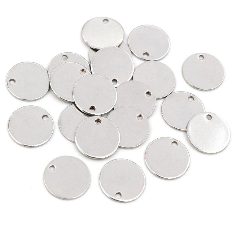 6 8 10 12 15 18 20 25mm Charms 316 Stainless Steel Gold Plated Round One Hole Charm DIY Necklace Pendant Jewelry Finding