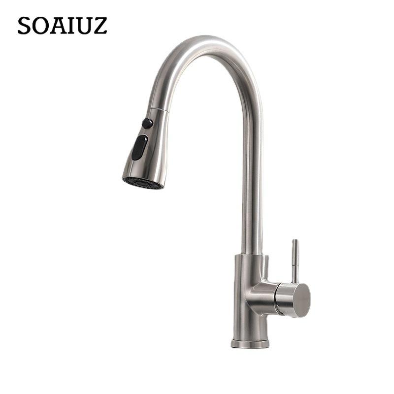 Tapware Removable Hot Sink Kitchen Flexible Faucet with Pull Down Sprayer Mixer Black Korea Type Gourmet Single Lever Stream