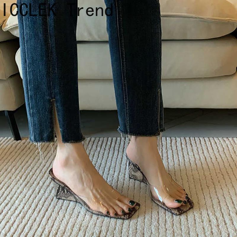 Gladiator Summer Serpentine Women Slippers Concise PVC Transparent Slides Shoes Ladies Outdoor Street Style Dress Sandalias