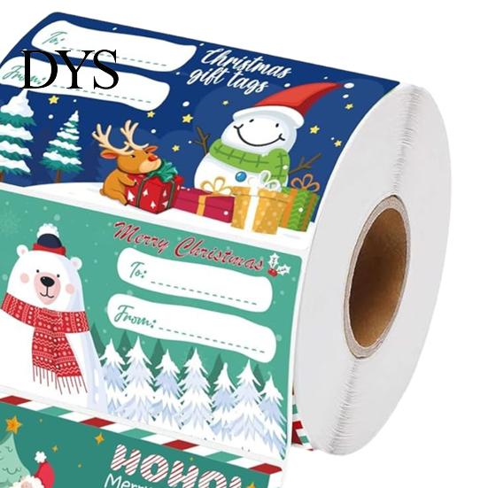 Wrapping Paper Accessories Christmas Sticker Labels for Holiday Gift Wrapping, Self-Adhesive Tags with Blank Season Stationery Writing Area