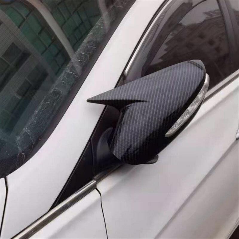 Carbon Fiber Style Ox Horn Rear View Mirror Cover Trim For Hyundai Sonata 11-14