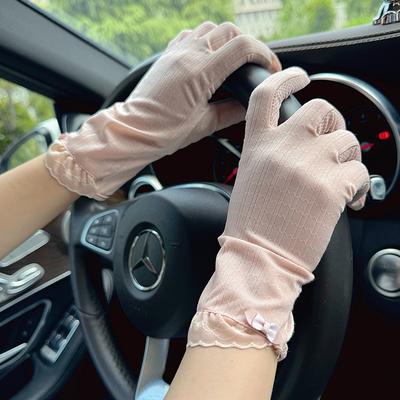 Ice Silk Spring and Autumn Thin Ultraviolet Summer Riding Driving Cycling Non-slip Touch Screen Women's Lace Sunscreen Gloves