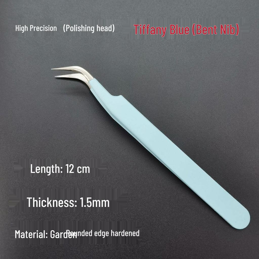 Black Anti-Static Stainless Steel Curved Tip Tweezers Set for Nail Art, Journaling, and Repairs