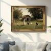 Vintage Farmhouse Canvas Art Print - Cute Little Girl and Chick Countryside Scene, Unframed Wall Decor