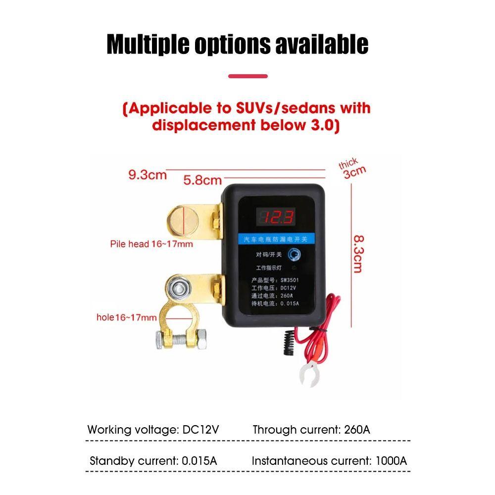 260A Automatic Power Shut Off Switch Car Remote Battery Cut Off Switch  for Car Truck SUV