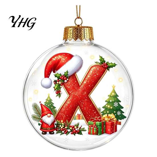 Xmas Wall Hanging Ornaments 26?Letter Acrylic Christmas Ball Ornament, 3D Crystal Style Alphabet Tree Decorations Pendant, Home Party Holiday