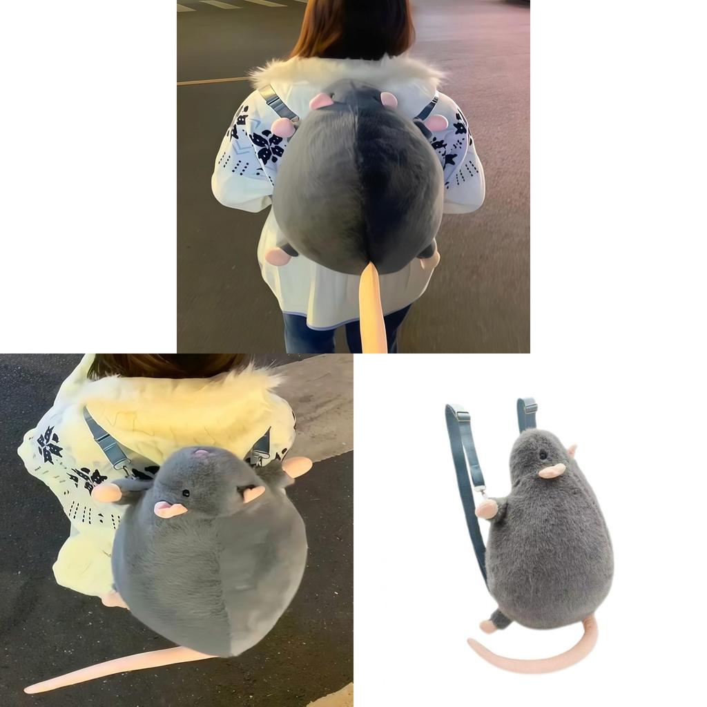 Cartoon Haustier schicke Ratte Plüsch Rucksack für Damen und Herren mit geräumigem Stauraum für den täglichen Gebrauch