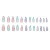 24PCS Press On Nail With Holographics Seashells Accents Gradient Pink Ombres Design Reusable Artificial Nail ABS Material Multi Size Selection