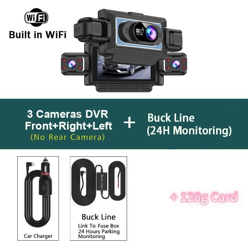 4-Channel 360° Dash Cam for Cars – WiFi APP, 1080P, 4 Camera Lenses, Rear View, Video DVR