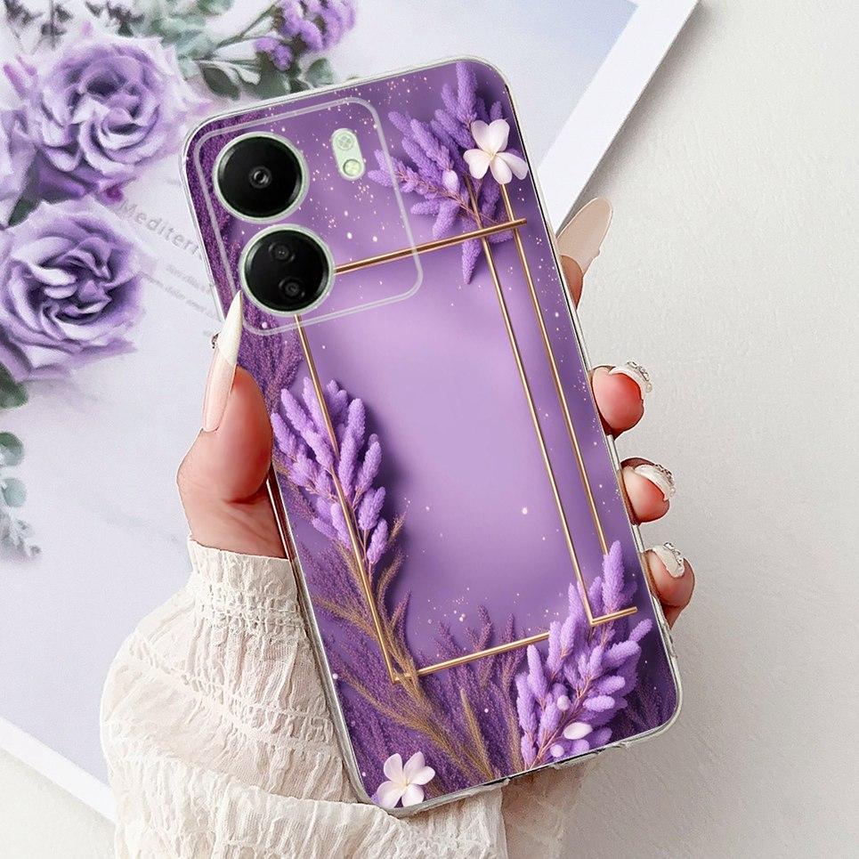 For Xiaomi Redmi 13C 5G 4G  Back Bumper Redmi 13 4G Colorful Butterfly Flower Painting Phone Case Transparent Soft TPU Silicone