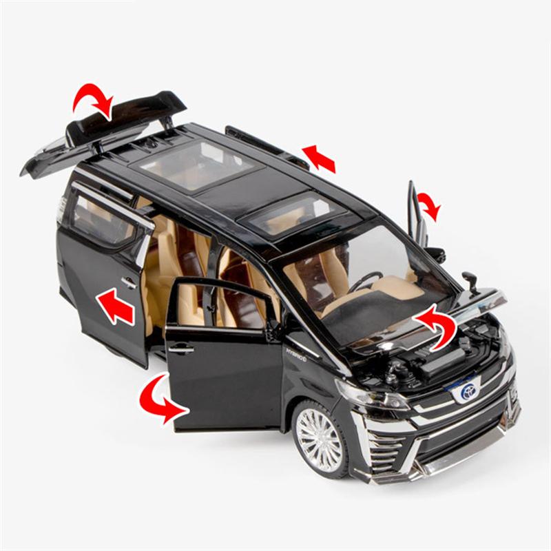 1/32 Toyota Vellfire MPV Alloy Car Model Sound and Light Pull Back Children's Toy Collectibles Birthday Gift