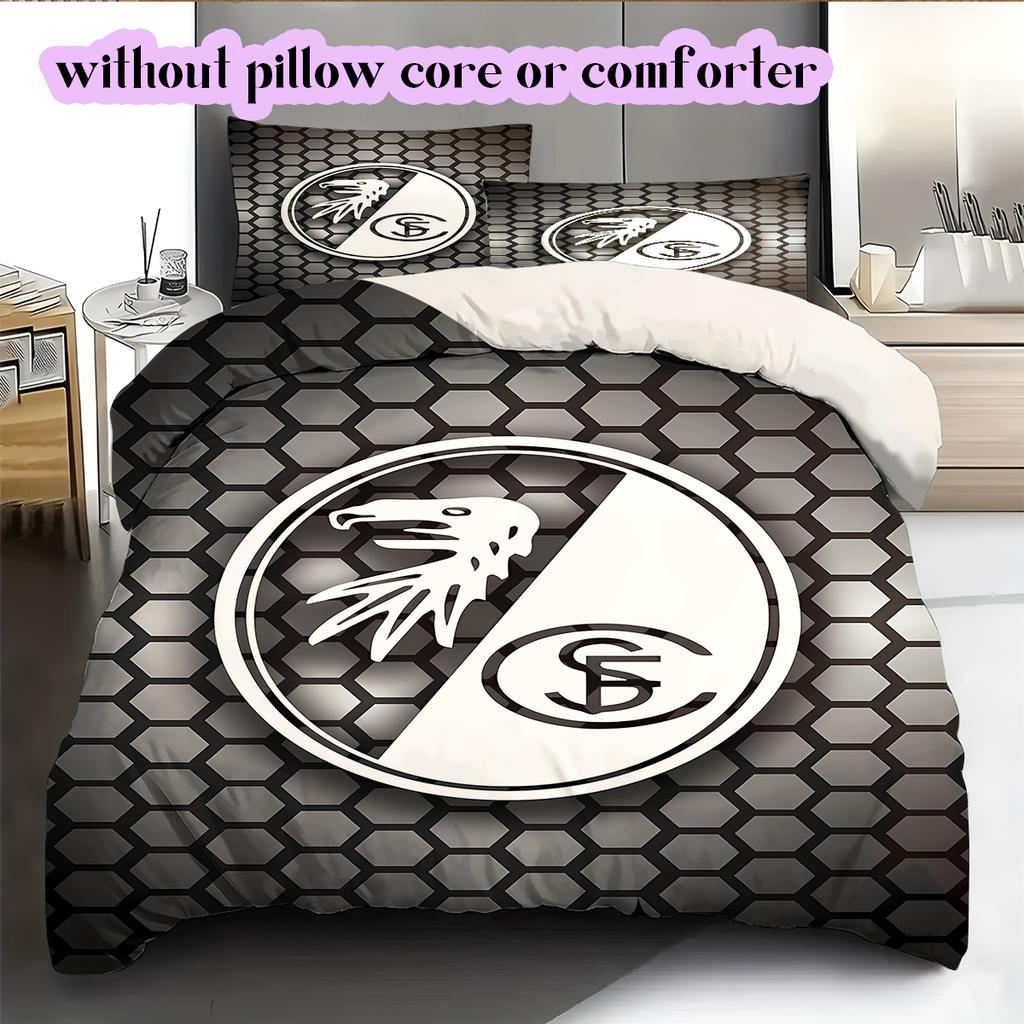 SC Freiburg Pattern Bedding Quilt Set Quilt Cover Pillowcase Home Decoration Birthday Gift (1 * duvet cover + 2 * pillowcase, without core)