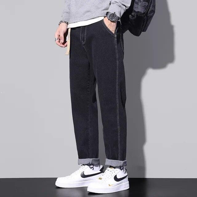 Zimní podzimní pánské bavlněné ležérní džíny pro muže Vysoce kvalitní pánské kalhoty