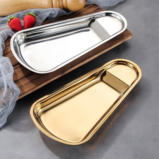 Metal Serving Spoon Rest Stainless Steel Buffet Tray, Holder with Food Tongs Cooking Accessory Rack, Plate for Bread Cake, Kitchen Counter Organizer