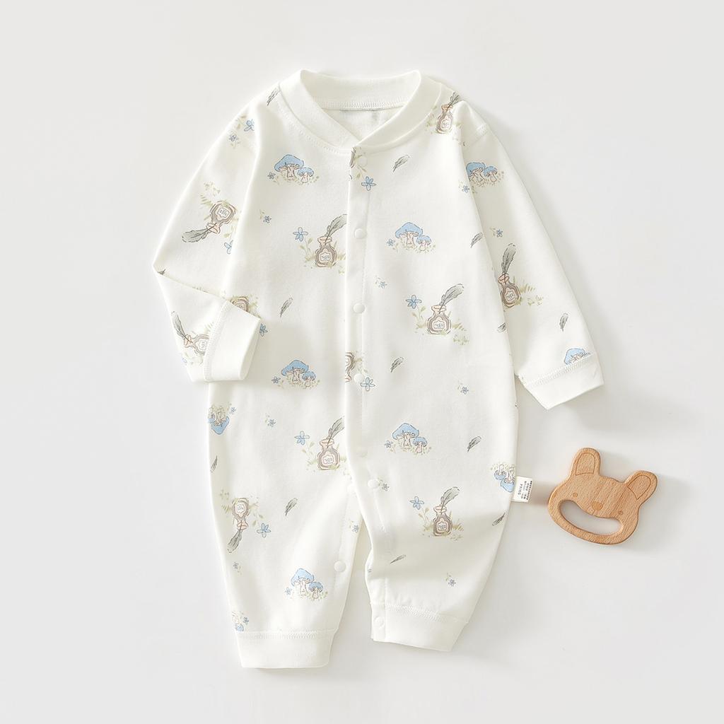 Baby Cotton Romper Long Sleeve Newborn Infant Onesie Spring Autumn Soft Pajamas Crawling Suit for Boys and Girls