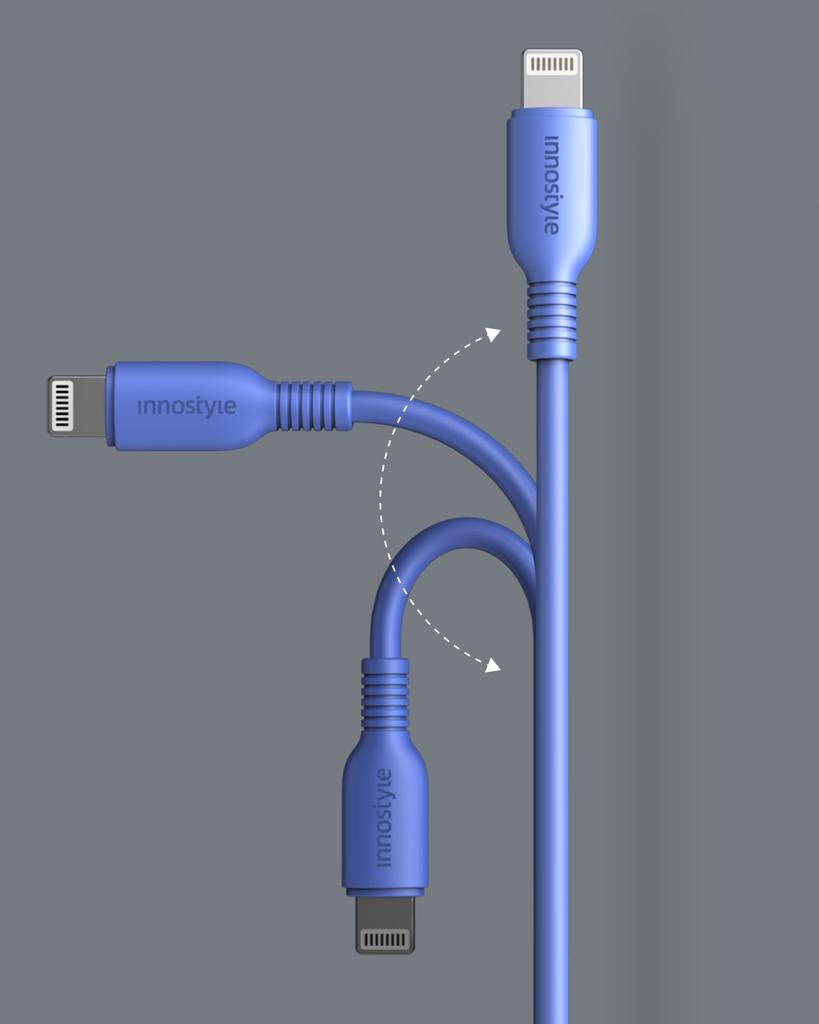 Innostyle Jazzy Usb Lightning Mfi Fast Charging Cable For Iphone Kevlar 2M Blue