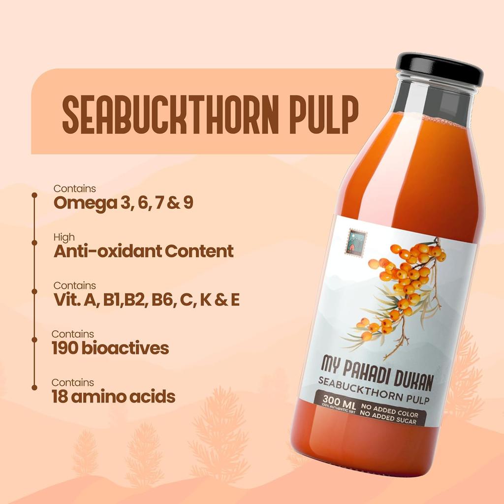 My Pahadi Dukan Himalayan Sea Buckthorn Berry Pulp 100ml Natural Juice For Skin Health Immune Support And Vitality