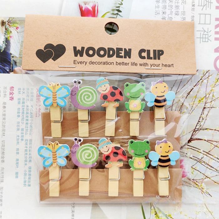 

Colorful Insect Kindergarten Teaching Flower Shop Card Gift Log Ladybug Hanging Photo Butterfly Small Clip 10pcs(one set)