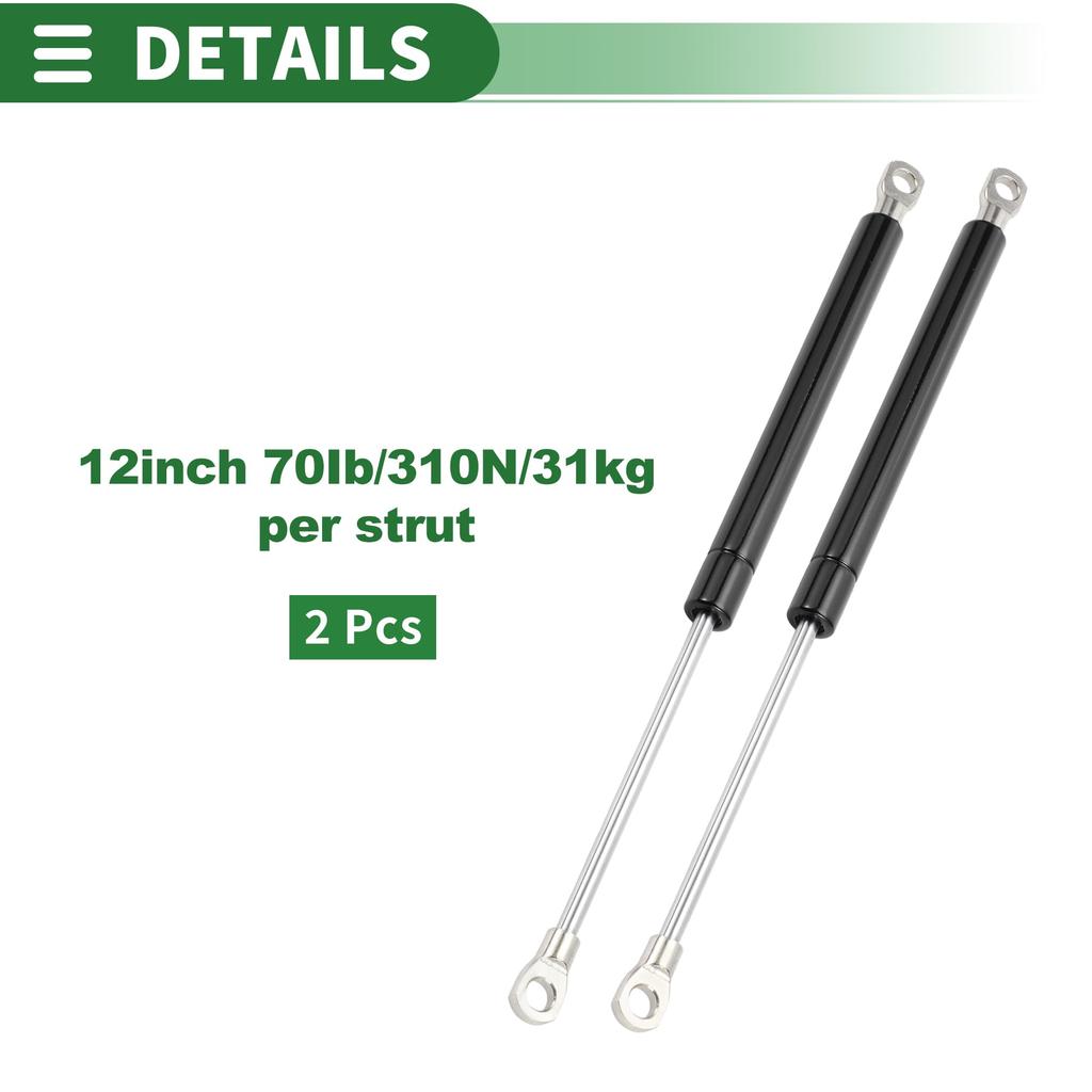 Motoforti Universal Lift Support Strut Gasfedern, 12 Zoll/305 mm, 70 lb/310 N/31 kg, Metall Schwarz, 2-teiliges Set