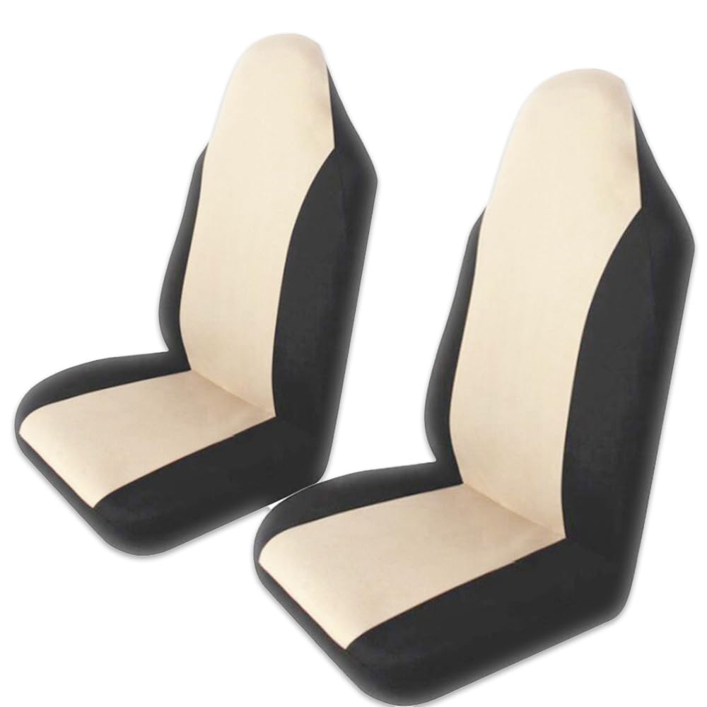 HIRAISM Car Seat Covers for Driver and Passenger Seat Covers Stain Resistant Waterproof All Season Set of 2 (Beige)