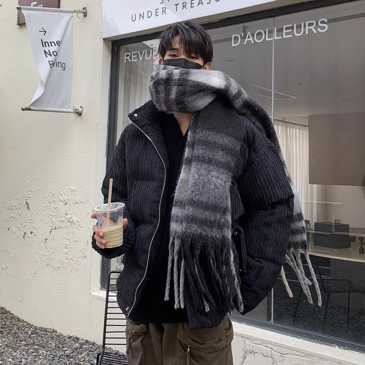 

Мужской Теплозащитный Теплый Стильный С бахромой Парный Шарф-манишка Зимний Японский стиль Универсальный Корейский стиль One Size