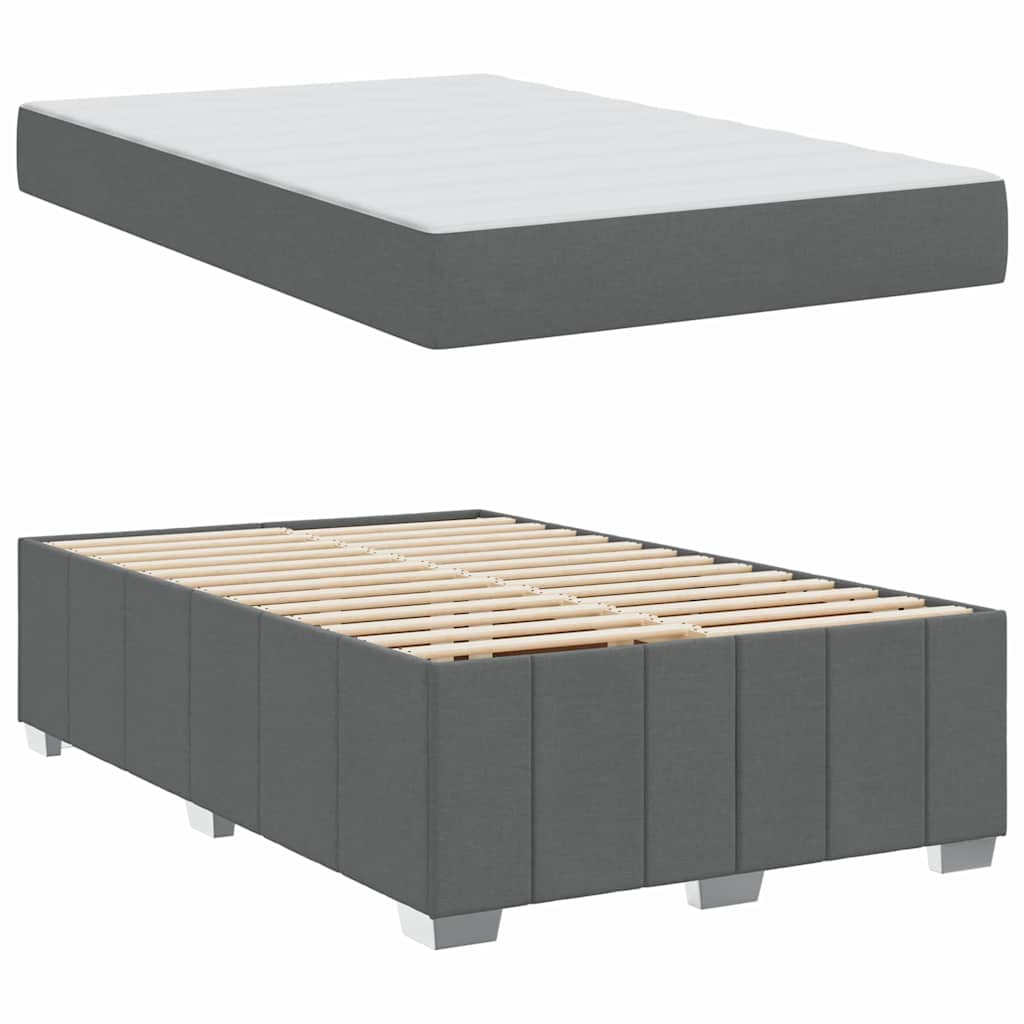Box Spring Bed Frame with Mattress Dark Grey 120 x 200 cm Fabric