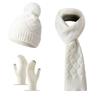 3Pcs/Set Thicken Knit Beanie Snood Set Knitted Touchscreen Gloves  Unisex