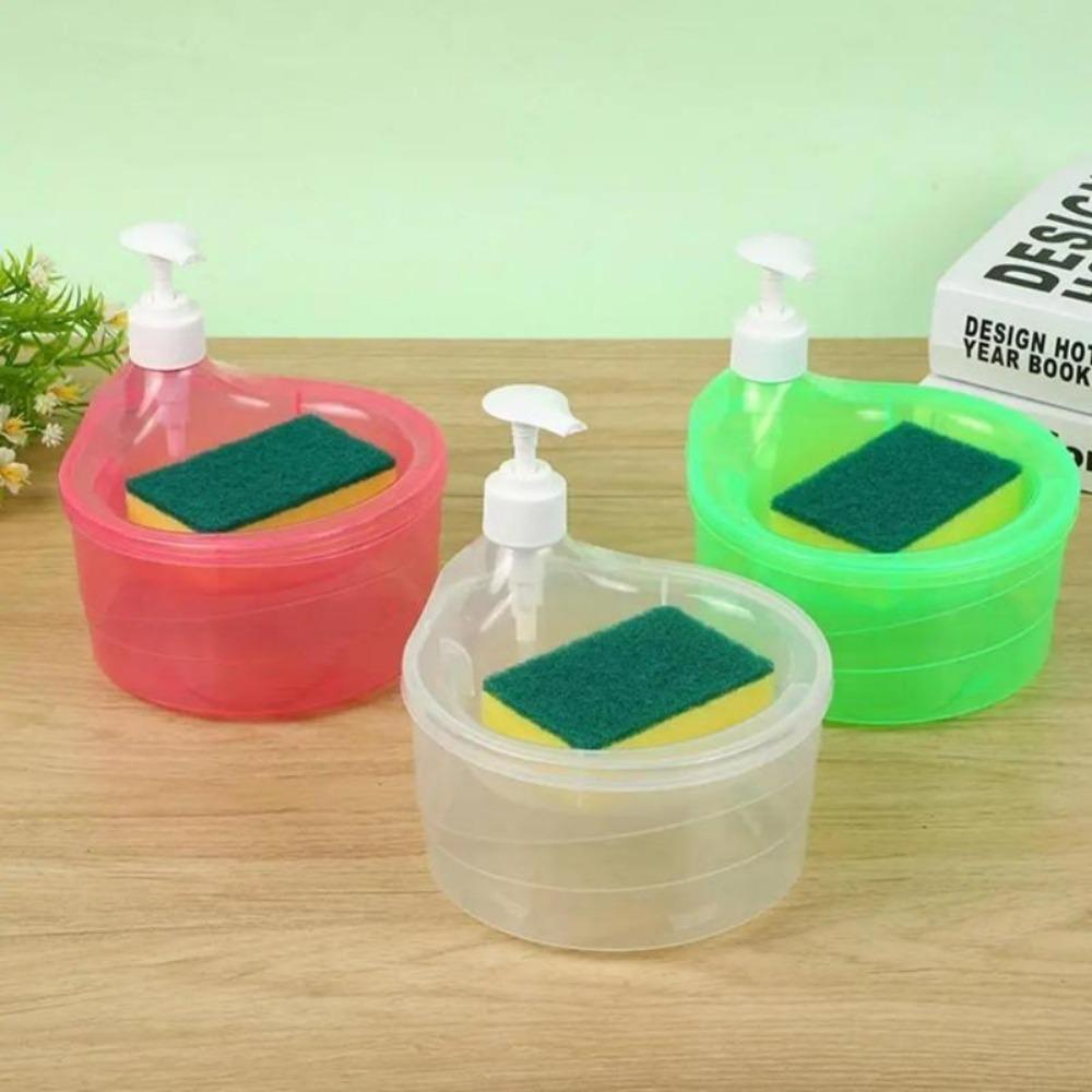 Dispenser Sabun Pinggan Dispenser Detergen Automatik, Kotak Tekan, Dengan Pemegang Span, Untuk Aksesori Basuh Dapur Dan Bilik Mandi Hijau Soap