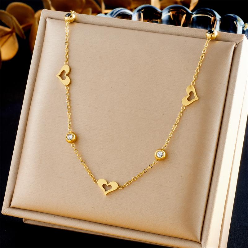 DIEYURO 316 Stainless Steel Golden Minimalist Heart Necklace For Women Fashion Trend Girl Jewelry Valentine's Day Gift Joyas