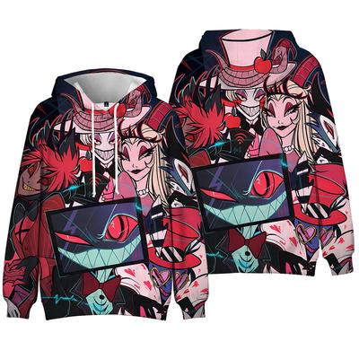 4 Colors Men Women Hazbin Hotel Hoodies Streetwear Harajuku Casual Cartoon Printed Hooded Pullover Sweatshirts
