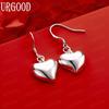 925 Sterling Silver Simple Polished Heart Pendant Earrings - Fashion Gift Jewelry