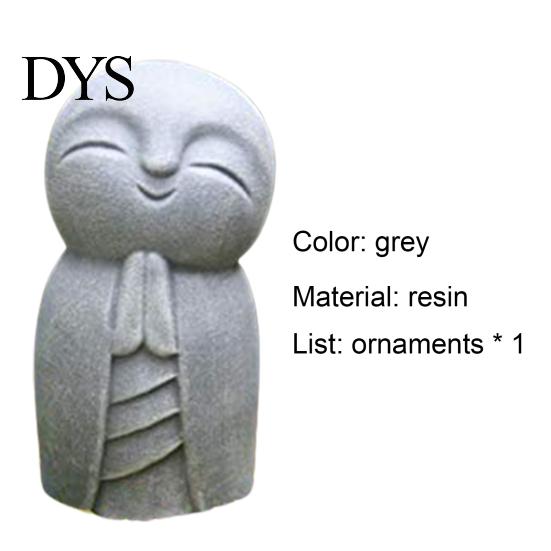 Jizo Statue Dekorativ Langlebig Harz Grau Kleiner Buddha Skulptur für Außendekoration