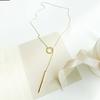 eManco Minimalist Round Rod Pendant Necklace Ladies Pearl Clavicle Necklace Leaf Long Chain Fashion Jewelry Statement Girl Gift