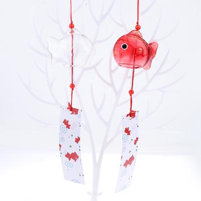Campanelli eolici Campanelli in vetro giapponese Stile S Pesce rosso Decorazione da appendere al giardino
