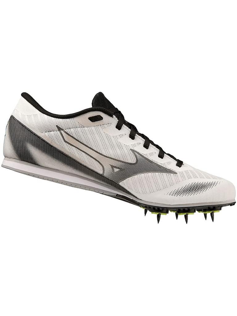 Mizuno 2 Track and Field Short Track and Field For Tracks Under 2E X-First Shoes, Club, Lightweight, Distance, Spikes, 800m, White/Black/Dark Gray,