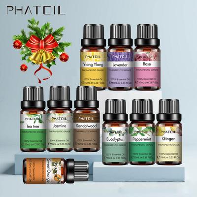PHATOIL 10ML Vanilla Tea Tree Eucalyptus Natural Essential Oils For Aromatherapy Diffuser Spa Massage Yoga DIY Candle and Soap Making