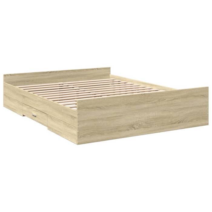 VidaXL Cadre de lit et tiroirs chêne sonoma 140x200 cm bois ingénierie, lit, lit de rangement, cadre de lit double, lit 3280295